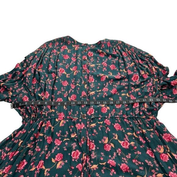 Free People NWT Women's Emerald Combo Button Front Long Sleeve Dress Size Medium - Picture 9 of 10